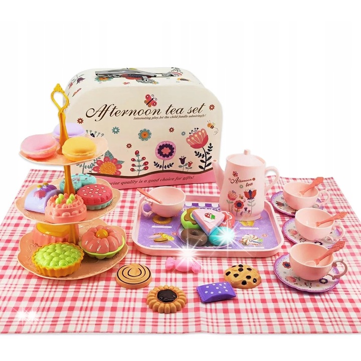 Gyermek konyhai kiegészítő készlet, Stator, kávé- és teáskészlet, 38 darabos, többszínű, 25,5x10,2x18,5 cm