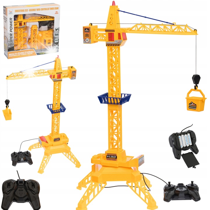 Macara de jucarie BK cu sunet si lumini, set cu telecomanda si galeata, 4 brate, 30x45cm