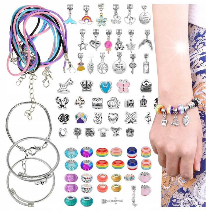 Set de artizanat Stator MEGA ZESTAW XXL pentru bratari si coliere, 99 elemente, multicolor