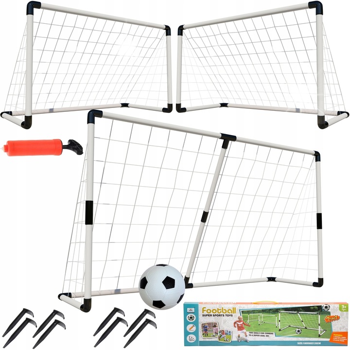 Poarta fotbal, portabil, 180x120cm, 92x65x40cm, cu minge si accesorii