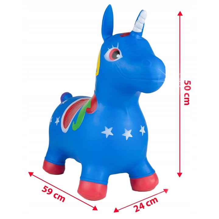 Unicorn saritor pentru copii, Stator, Jednoroc, 140kg, 59x50x24cm, set cu pompa