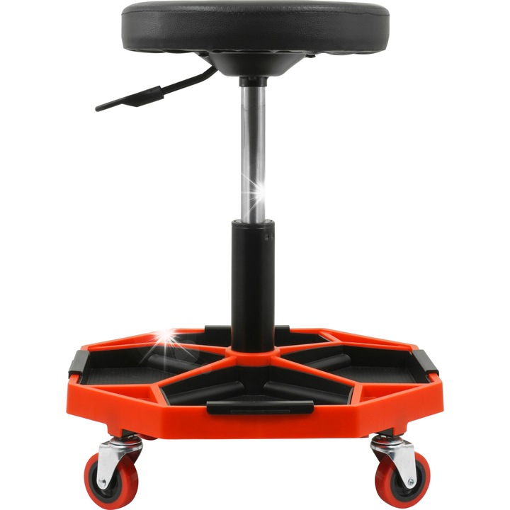 Verke műhelyszék, forgatható, 4 kerékkel, állítható magasság 41-55cm, ülésátmérő 30cm, teherbírás 135kg