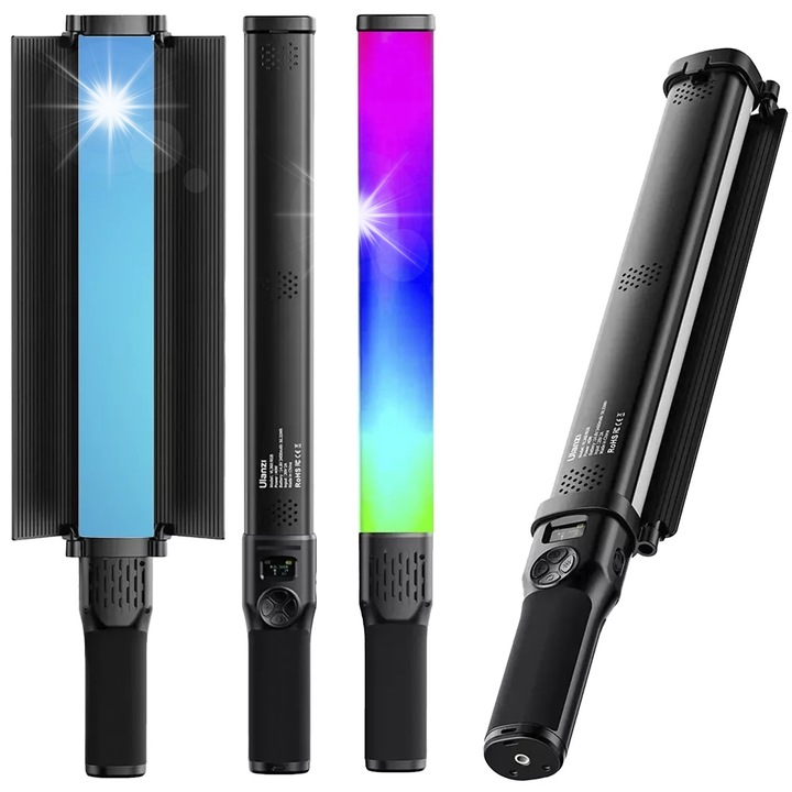 Lampa RGB Video Ulanzi VL360, 360 culori, 38W, 2500-10000K, 55,4x8,5x5,2cm, set cu cablu USB-C