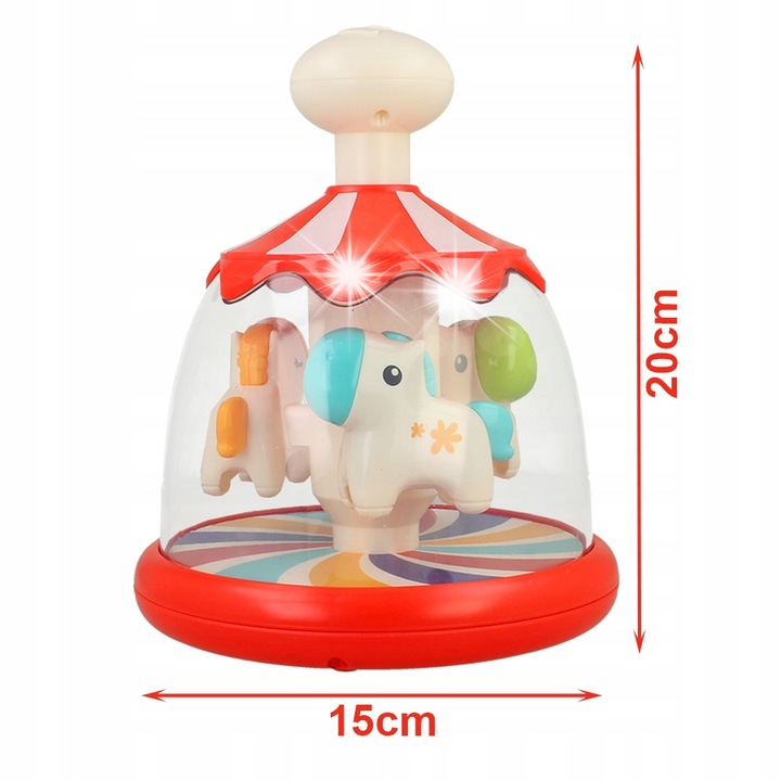 Interaktív játék, Stator, körhinta színes lovakkal, 20x15x15cm, 6hó+ gyermekeknek