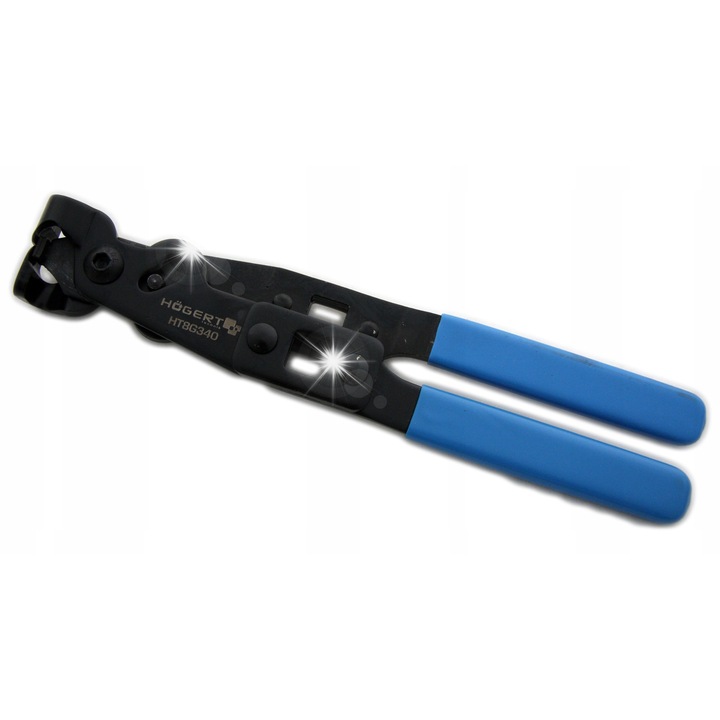 Acélpánt fogó, Hogert, acél, 245mm, fekete/kék