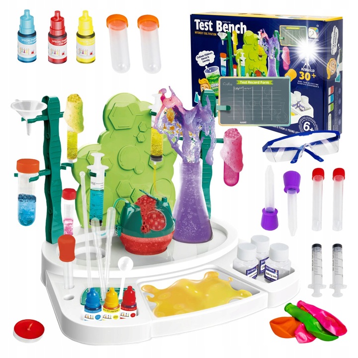 Set educational pentru copii, click4TOYS, laborator chimic, 30 experimente, colorat, 36,5x28x28,5cm