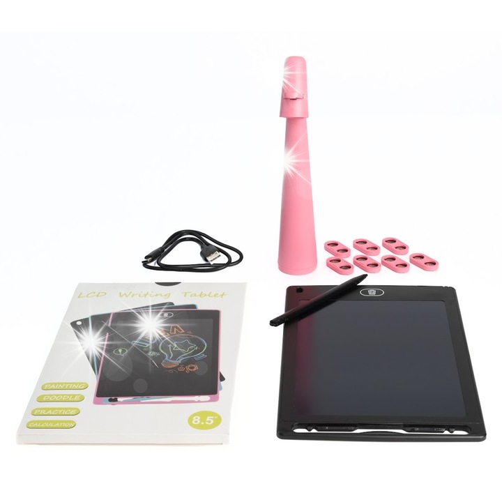 Proiector + Tableta Negru 8,5" pentru copii, 6 sabloane, portabil