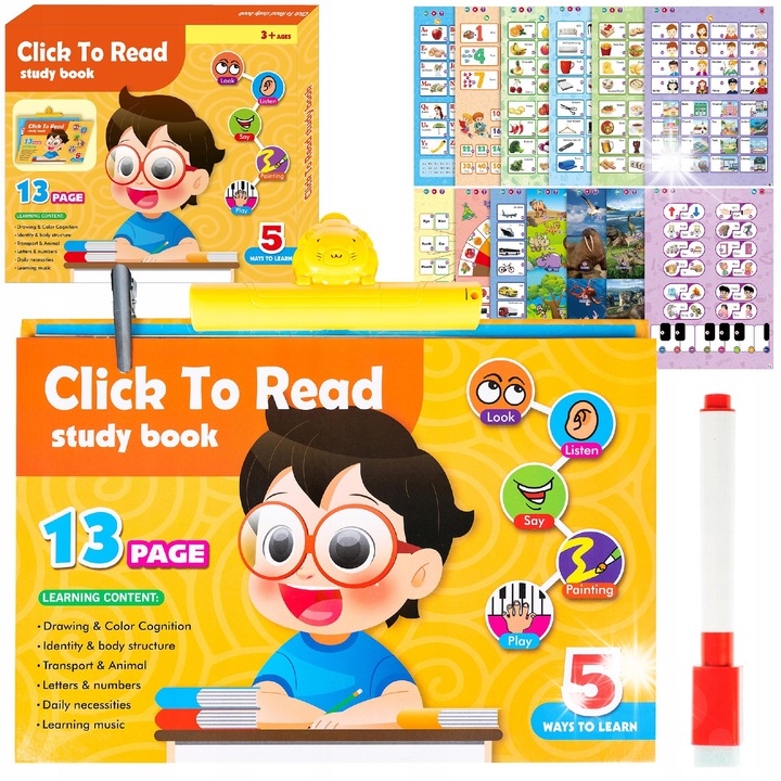 Tabla interactiva educationala Gotel, 13 planse tematice, multicolor, 38x34x3cm