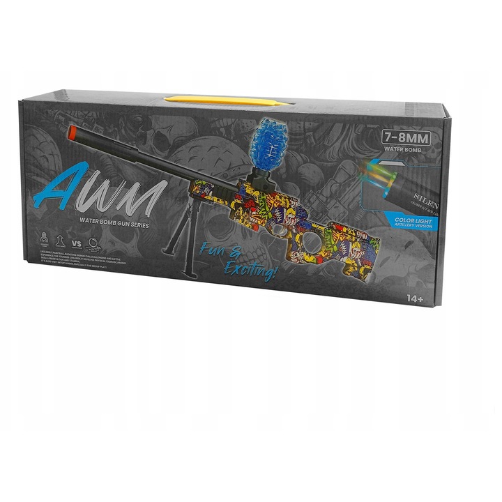 Pistol automat click4TOYS, 70x30x3.5cm, 1000 bile, acumulator 500mAh