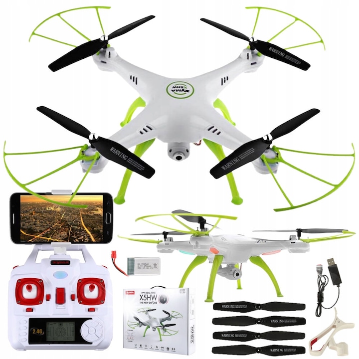 Dron cu camera Wi-Fi Stator, 4 motoare, mod headless, 0,3 Mpix, 33x33x11cm, set complet