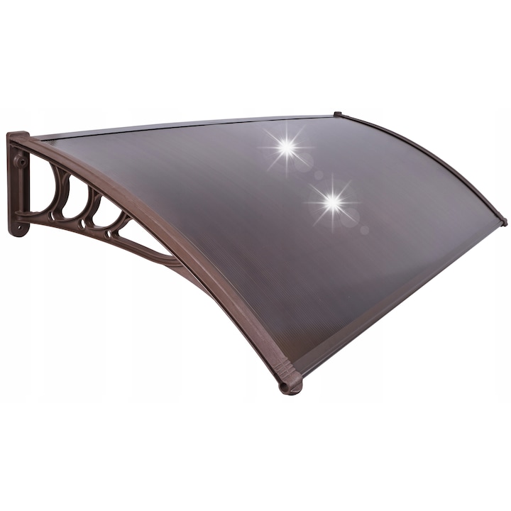 Acoperis usa intrare, 120x80 cm, GMM Group, rezistent la UV, maro, set montaj inclus