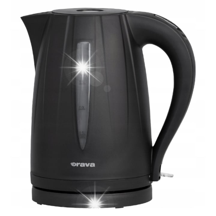 Fierbator electric Orava VK-2015, 1,2 l, alb/negru, 1200 W, dimensiuni 18,5x19,2x15,5 cm