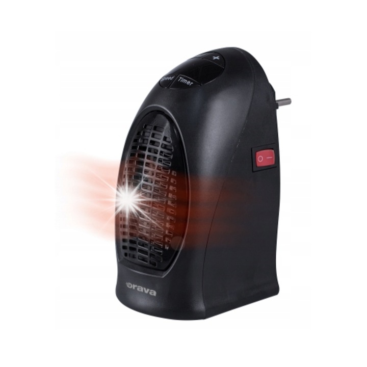 Hőlégfúvó Orava VL-100, 2 sebességes, állítható hőmérséklet 15-32°C, fekete, 5,5x16x13,5cm