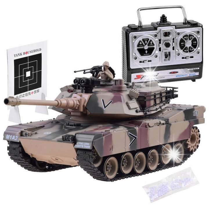 Танк с дистанционно управление, Jokomisiada, US M1A2, 1:20, 3 скорости, 25м, 54x25x22см