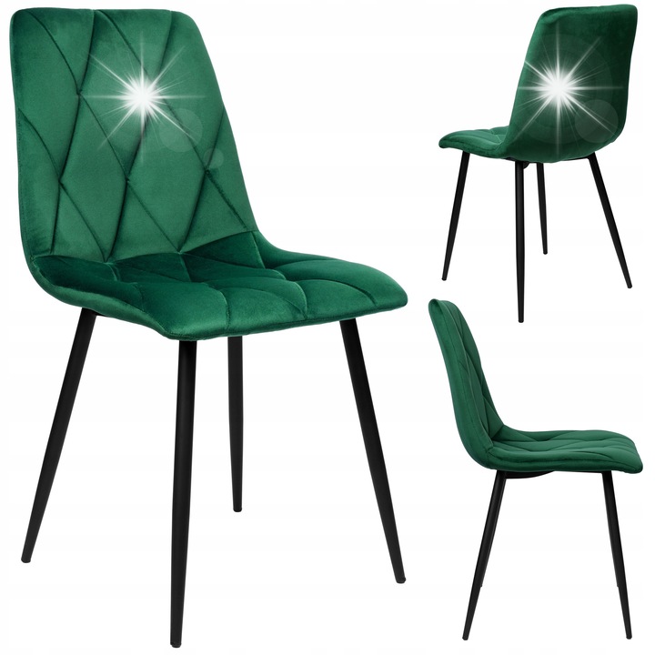 Modern kárpitozott szék, eHokery, Madison modell, sötétzöld szín, méretei 88x44x56cm