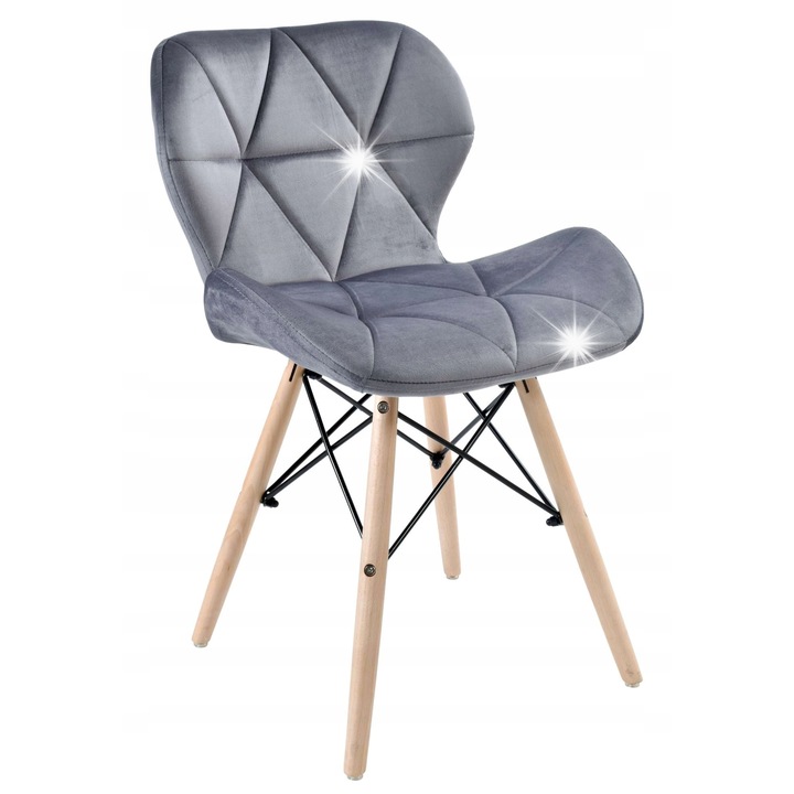 Scaun K-MURET VELVET DSW, grafit, 72x45x38cm, anyag: bársony, bükkfa lábak