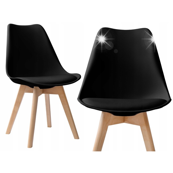 Nantes szék, fekete, PP anyag és műbőr, bükkfa alappal, 83x54x49cm, védőpárnákkal