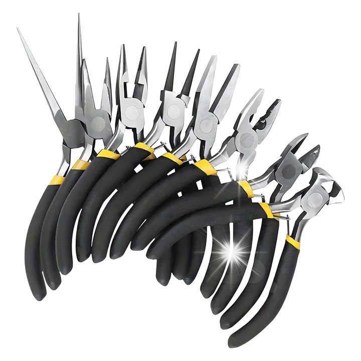 8 darabos precíziós fogókészlet, acél, 96-142 mm, fekete/ezüst