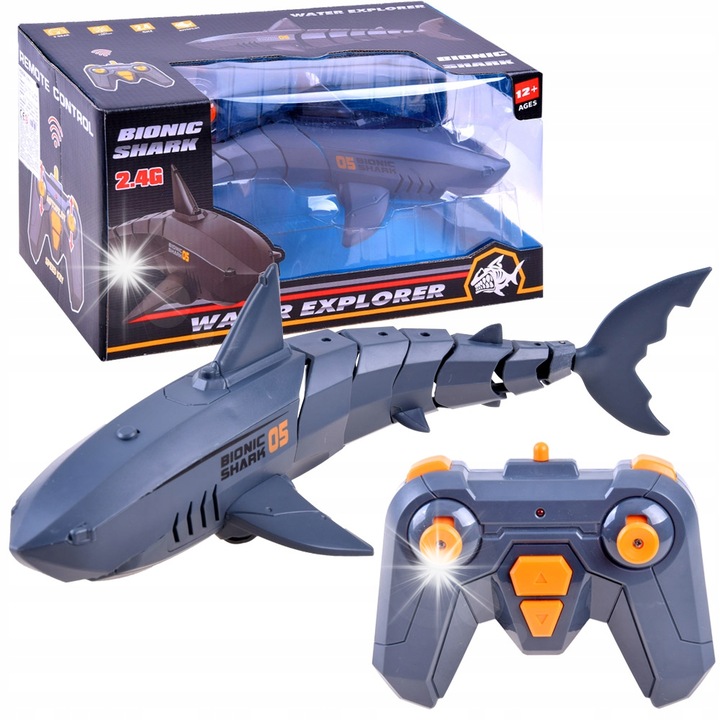 Акула с дистанционно управление, Jokomisiada, 35x14x9см, 2,4GHz, USB, 3,7V