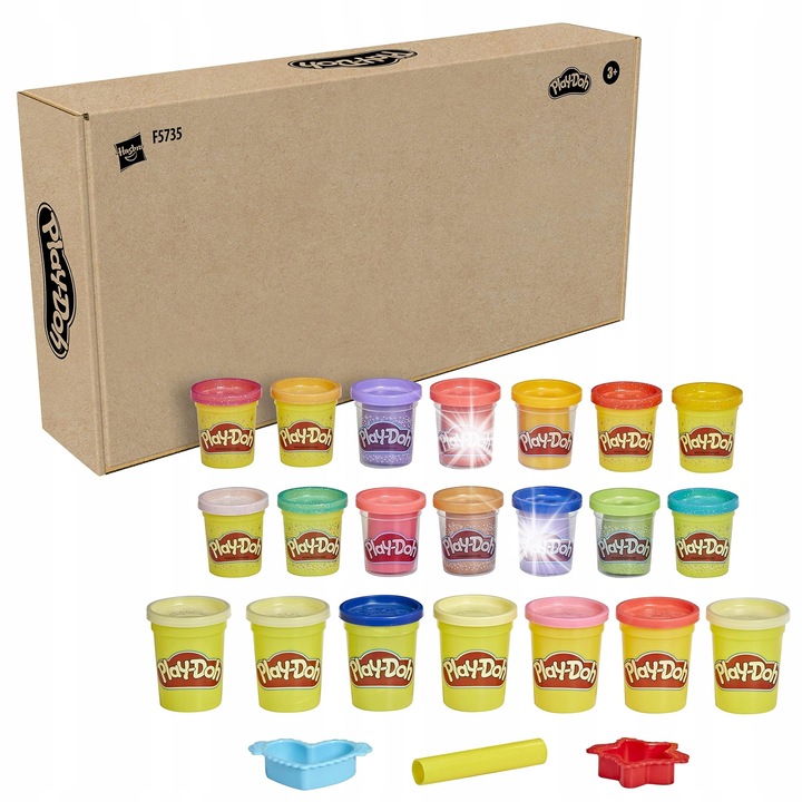 Set plastilina Play-Doh, 21 culori, cu forme si cutit