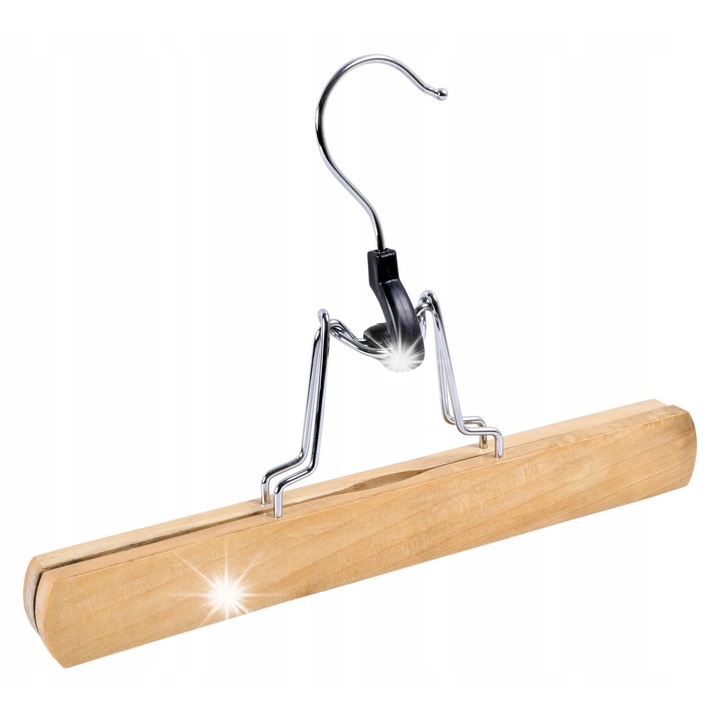 Дървени закачалки за панталони Gockowiak, комплект 10 броя, с въртяща се кука, 17,5x25x2,2см
