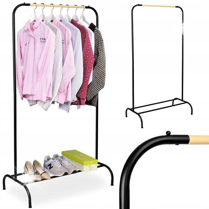 Cuier pentru haine GMM Group, negru, 150x79x41cm, cu suport pentru incaltaminte