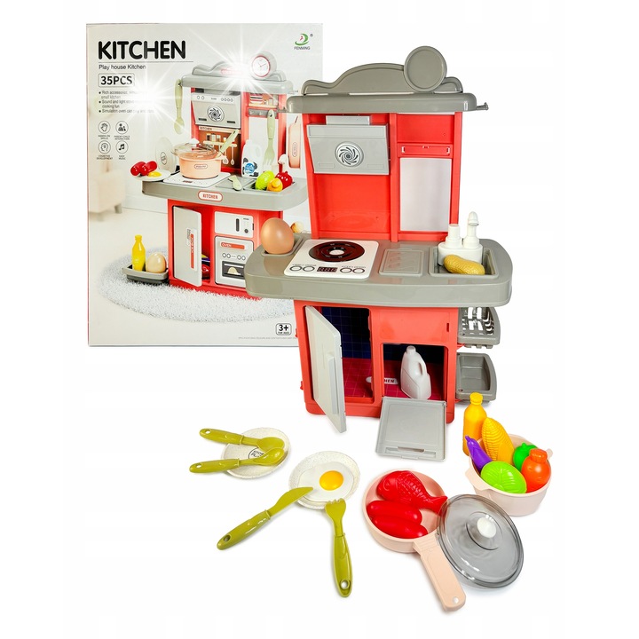 Interaktív gyermek konyha, Norimpex, 28 darabos, fény- és hangeffektekkel, 31x45x15cm