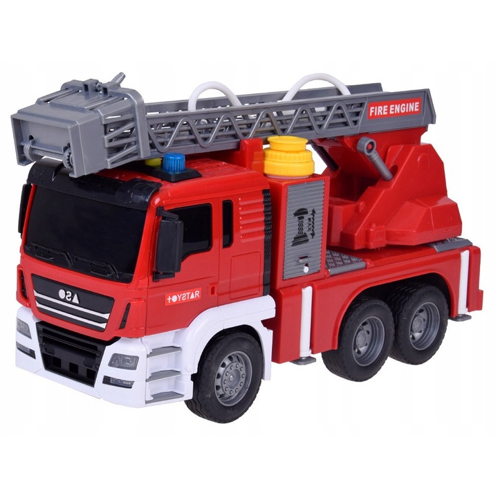 Camion de pompieri Jokomisiada, cu functie de stropire, sunete si lumini, 32x18x11cm, multicolor