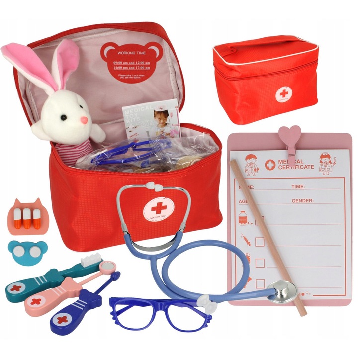 Set joaca doctor, Stator, 38 elemente, cutie de depozitare, 24x14x16cm, multicolor