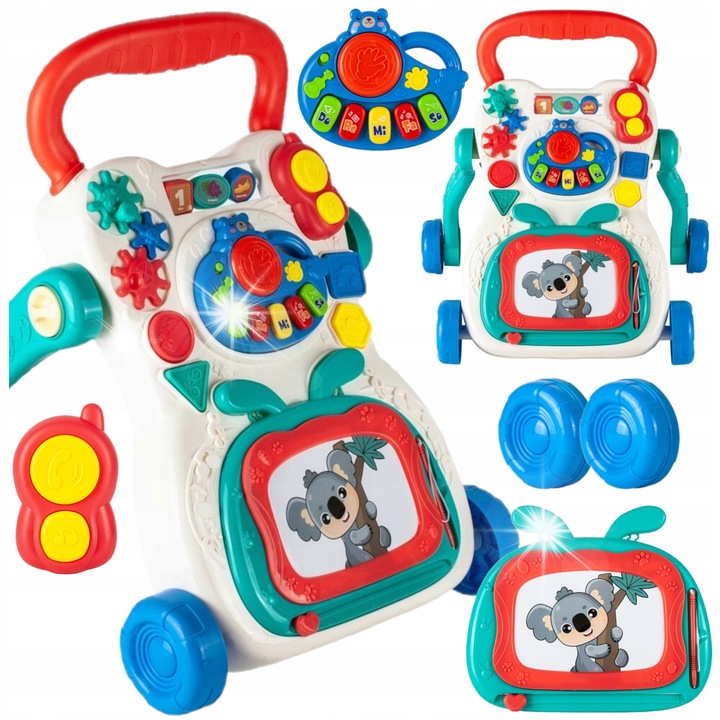 Premergator interactiv 3w1 Stator, multicolor, cu pianino detasabil si tablita de desen, 46x40cm