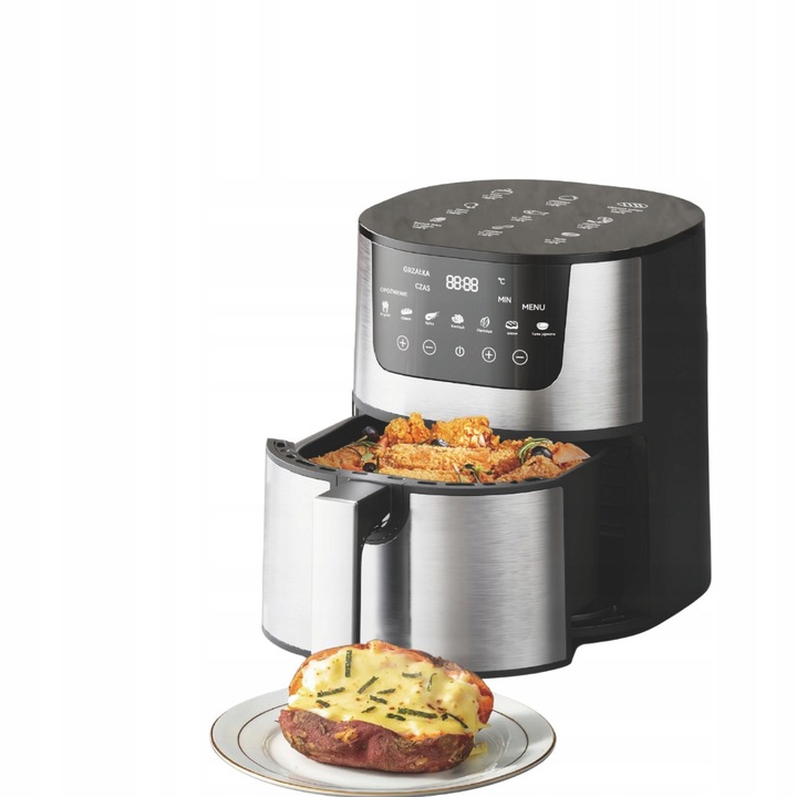 Fripteuza fara ulei Linbox 4,5L, 1400W, neagra, dimensiuni 31,5x26x26cm