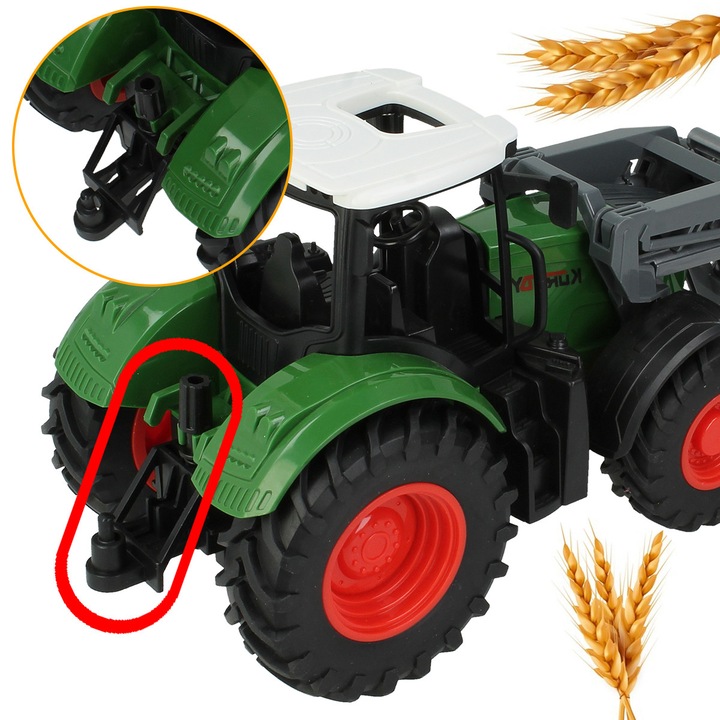 Traktor játék Stator mozgatható kanállal és gumikerekekkel 25x12x11.5cm zöld