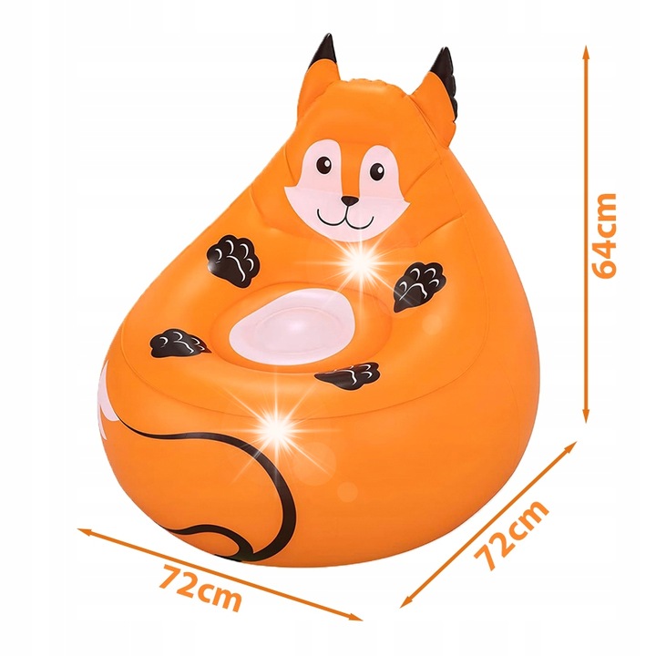 Bestway Cozy Critters felfújható fotel, 72x72x64 cm, PVC, 70kg, javítókészlettel