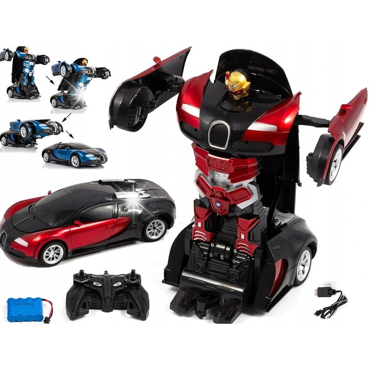 Играчка робот 2в1 със звукови и светлинни ефекти, трансформиращ се в кола, 29x13x8.5см, 17.5x23.5x27см