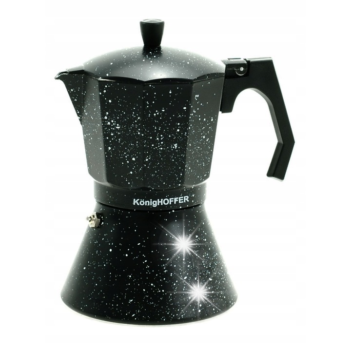 Espressor aragaz KonigHOFFER, Black Granite Marble, 6 cesti, 300ml
