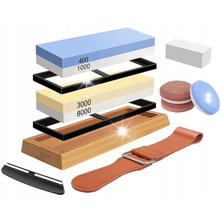 Set de piatra de ascutit, Bajkowy Kuferek, 400/1000, 3000/8000, 125x95x80mm