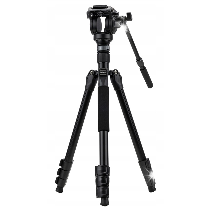 Stativ Fotopro S5i Pro, cu cap de ulei, 4 sectiuni, inaltime 70-162,5 cm, capacitate 5 kg, negru