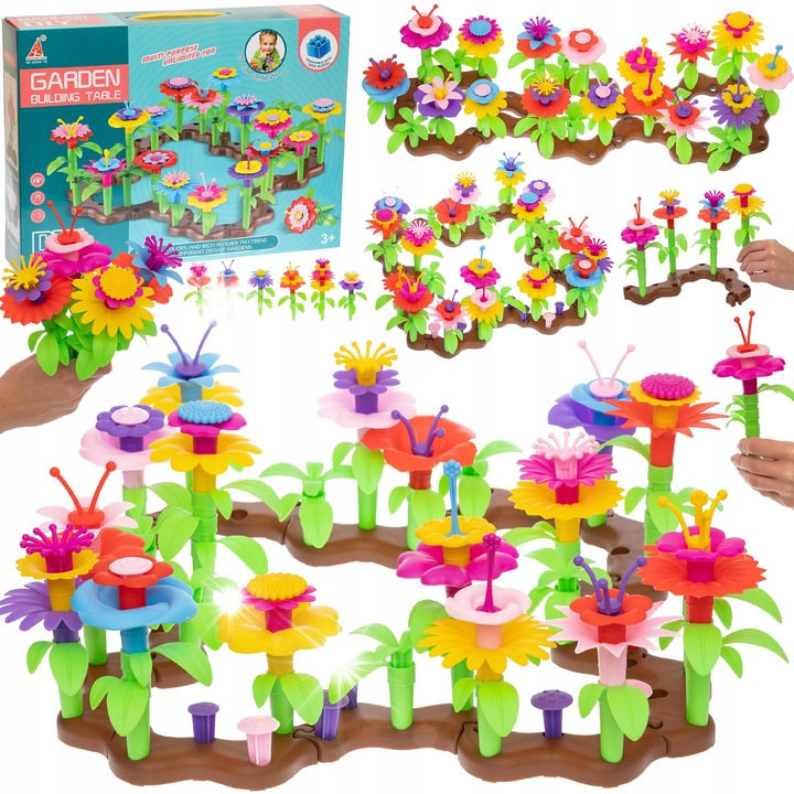 Set de constructie flori, BK, 99 elemente, multicolor