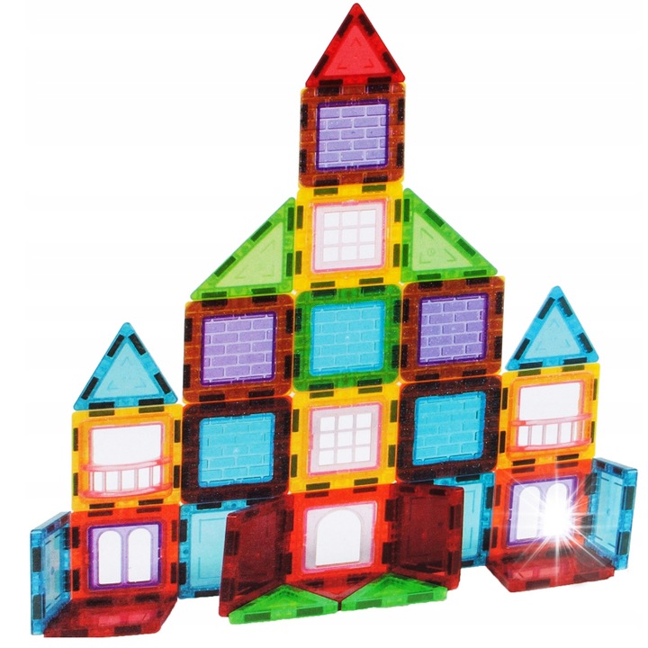 Oktató építőkészlet, Stator, 45 mágneses építőkocka, műanyag, többszínű, 3+ év