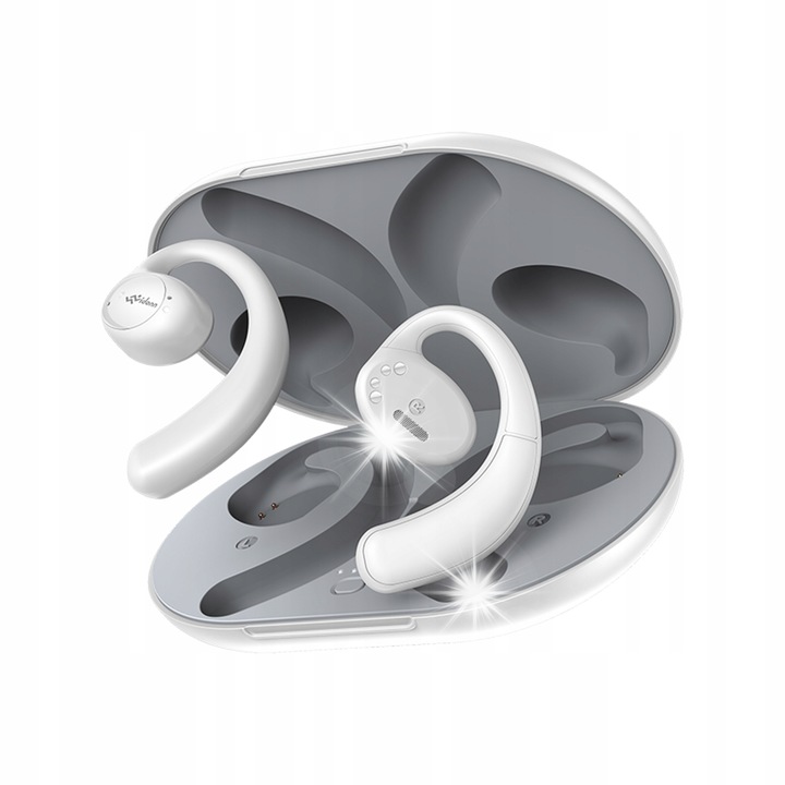 Vezeték nélküli fejhallgató Vidonn T2, nyitott fülű technológia, IPX5 vízállóság, fehér, töltőtokkal