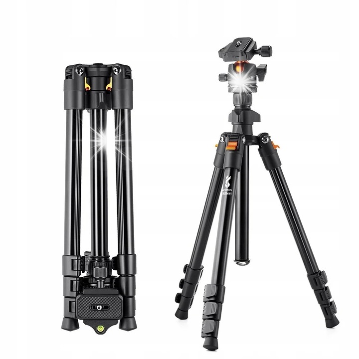 Stativ foto K&F Concept KF09.101, 160cm, 3D, 8kg, aluminiu-magnesium, set complet
