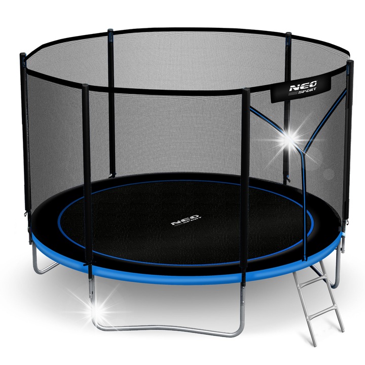 Neo-Sport 312 cm kerti trambulin, biztonsági hálóval, fém létrával, 3 dupla lábbal