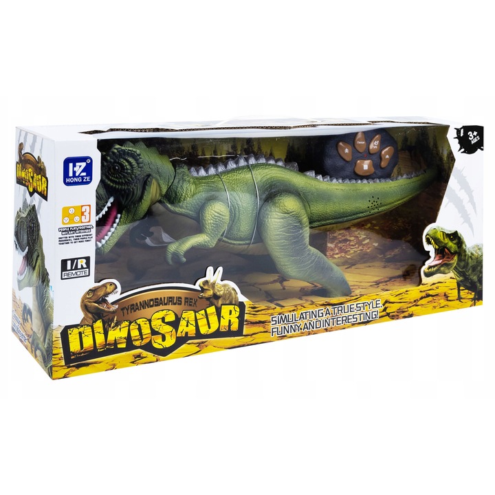 Interaktív dinoszaurusz távirányítóval, click4TOYS, hang- és fényeffektusokkal, 36x27,5x13cm