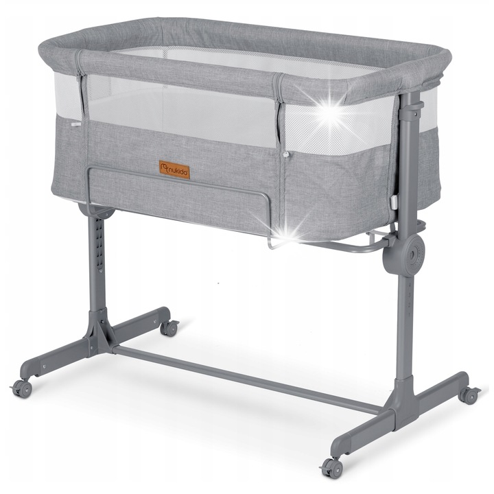 Patut bebe Nukido, model NK-243, 88x61cm, 4 roti cu frana, reglabil 70-83cm