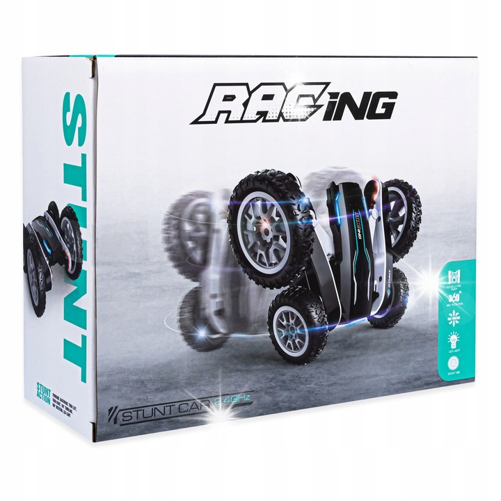 Masinuta zburatoare click4TOYS, model Twister, rosie sau albastra, dimensiuni 15x14x8 cm, cu telecomanda 2.4GHz