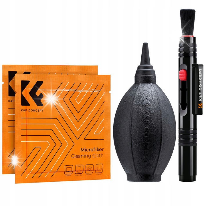 Set de curatare 3in1 K&F Concept, pensula, 2 servetele din microfibra, 6x14x5,5cm