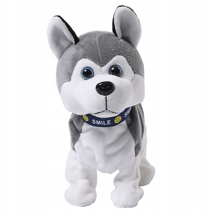 Интерактивно куче хъски, click4TOYS, 25x27x11cm, звукови ефекти, сиво/бяло