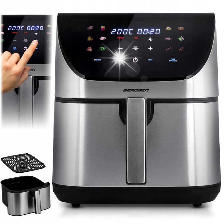 Friteuza mare Berdsen BD-659, 8L, 1700W, 12 programe, ecran tactil