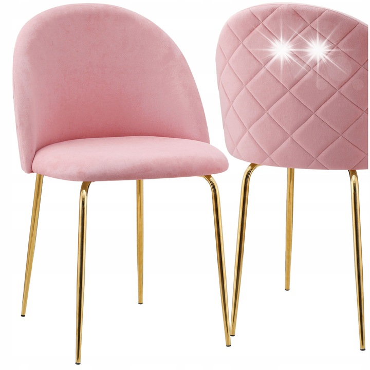 Fargo Gold rózsaszín szék, bársony kárpitozás, arany fém lábak, méretek 78x50x54cm