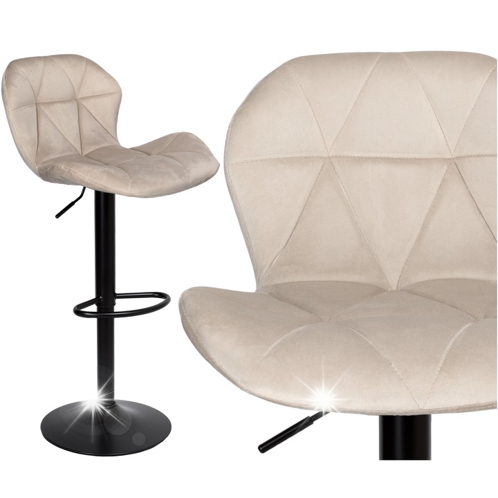 Gordon bárszék, bézs, 106x46cm, anyag: velúr, forgatható, állítható magasságú
